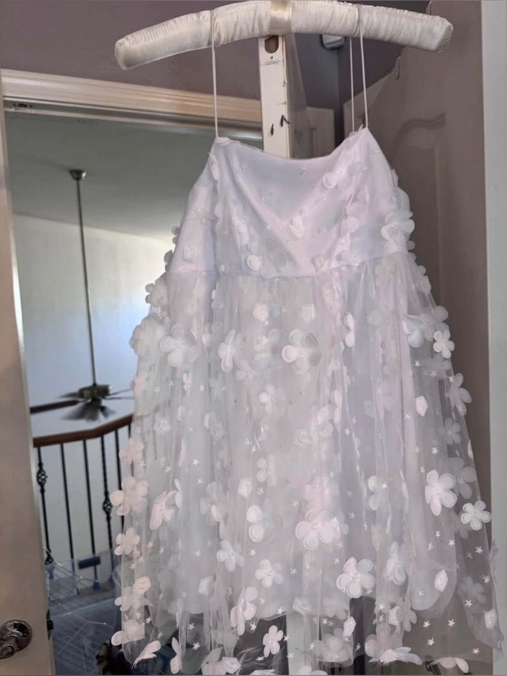 Altar'd State White Floral Appliqué Mini Dress